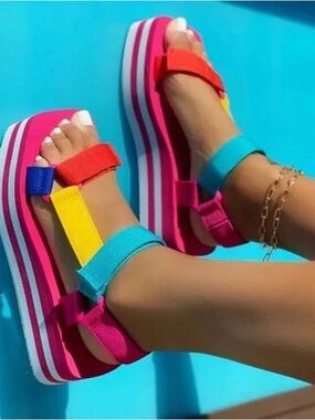 Colorblock Platform Sandals - Multicolor Women’s Summer Shoes